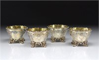 FOUR VICTORIAN ENGLISH SILVER OPEN SALTS