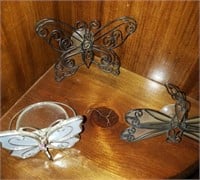 3 Pc Butterfly Decor - Suction Cup & Candle Holder