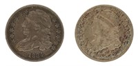 1834 & 1837 US CAPPED BUST 10C SILVER COINS VF