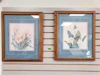 Framed and Matted Floral Prints, L Chang