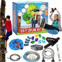 Hyponix 120' Zipline Kits for Backyard for Adults/