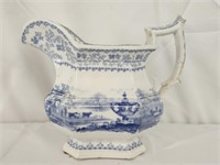 Antique Blue and White Ceramic Pitcher