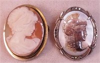 Two carved cameos: one shell, one in 800