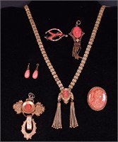 Five pieces of Victorian gold-filled jewelry