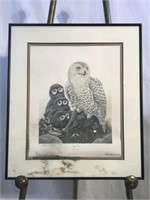 "Snowy Owls" Signed Lithograph by John Ruthven
