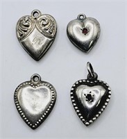 Vintage Sterling Silver Puffy Heart Charms