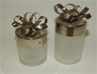 Frosted Glass Gifts with Chrome Ribbons Bows