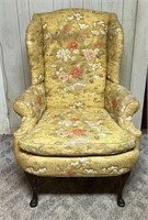 Vintage Wingback Armchair with birds and flowers,