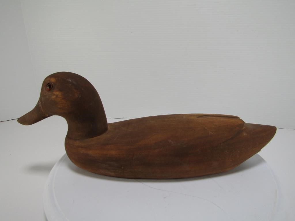 UNSIGNED CARVED STAINED WOOD DUCK