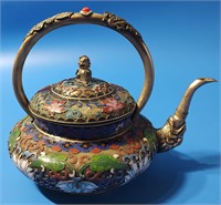 Old Cloisonne Teapot w/Qi-Lin Finial, Dragon Spout