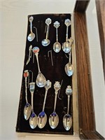 (12) Souvenir Travel Spoons & Display Box