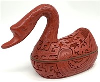 Vintage Chinese Red Lacquer Duck Box
