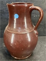 LARGE BROWNSTONE POTTERY PITCHER