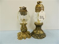 (2) Crystal with Fancy Metal Base Table Lighter by