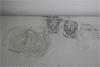egg cups and glass juicer