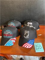 4 new hats POW MIA and All American Patriot