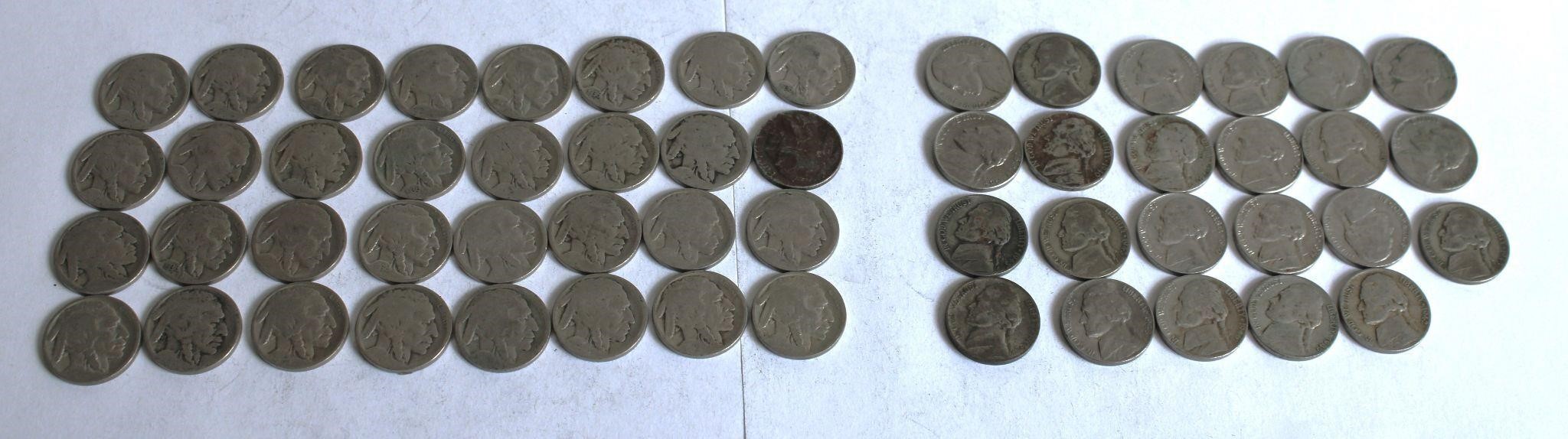 Buffalo Nickles 32 Coins Washington Nickles 23 Co
