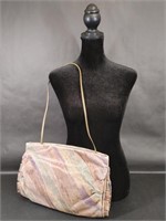 Sharif Leather Purple Gray Mosaic Handbag