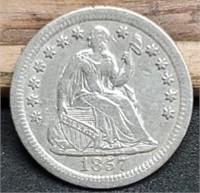 1857-O Seated Liberty Dime, XF/AU