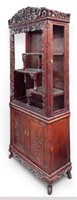 Vintage Rosewood Chinese Cabinet w/ Carved Bats