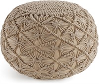 NEW $110 Hand Knitted Cable Style Pouf