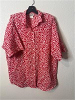 Vintage Red Button Up Femme Shirt Top