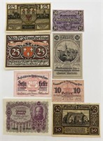 8 Pcs. of German & Austrian Notgeld (Inflation