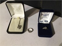Sterling Silver Rings & Necklace Lot