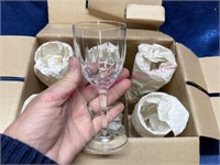 (6) Vtg Hoya Crystal port wine glasses in box