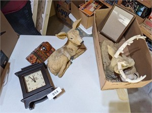 Deer Figurines, Clock & Other