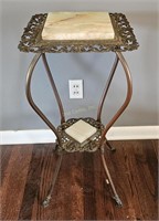 Ornate Metal Quartz Top End Table