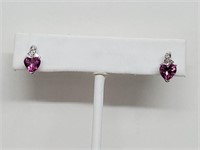 .925 Sterling Silver Tourmaline/Diamond Earrings