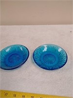2 Blue vintage saucer