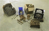 Assorted Lathe Tools, Wire Basket w/Grinding Wheel