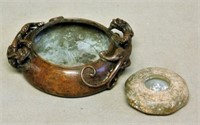 Petite Asian Bronze and Stone Censers.