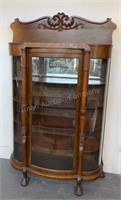 Exceptional Oak Curved Glass China Cabinet