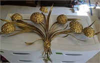 Hollywood Regency Gold Flower Form Wall Sconce
