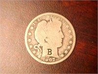 1907 D Barber half dollar