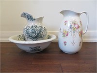 An Ironstone Basin and Edwardian Water Pitcher