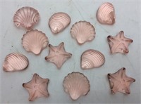 12 VINTAGE PINK GLASS PAPEREWEIGHTS