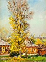 Artist Signed KPM Russian Oil on Canvas Landscape