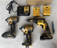 DEWALT CORDLESS POWER TOOLS, 2 BATTERIES,