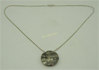 Round Sterling Silver Designer Pendant & Necklace