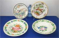 4 Hand Painted Plates From Italy & Portugal