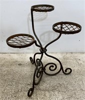 Vintage cast iron plant stand, approx 14” x 16”