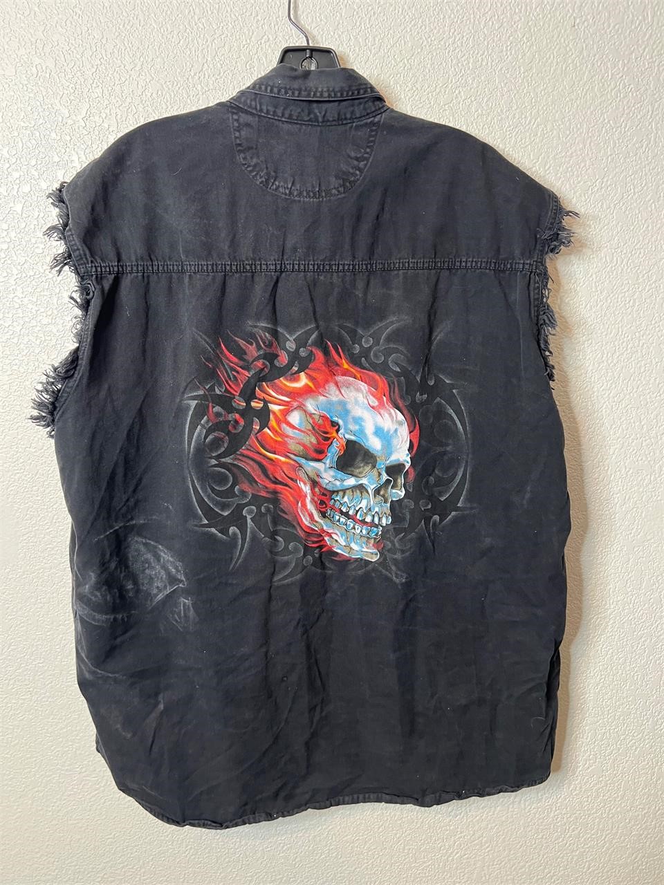 Vintage Flaming Skull Biker Button Up