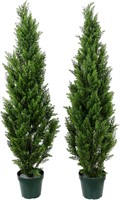 Pre-Potted 4' Artificial Cedar Topiary Pair