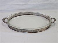 Oval Glass Server on Silverplate Stand