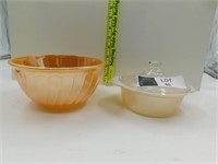 FIRE KING BOWL AND SMALL CASSEROLE