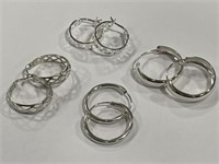 4x 925 Silver Hoop Earrings
